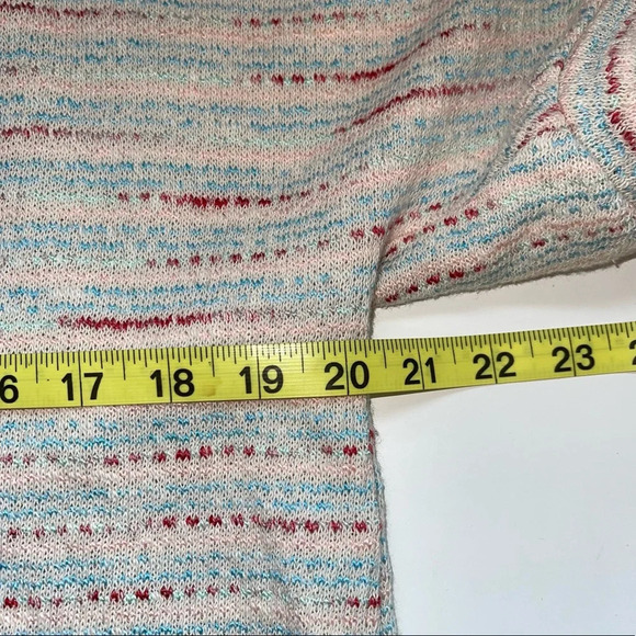 Madewell Textured Puff-Sleeve Cream & Multicolor Striped Knit Top Medium Women’s - Picture 7 of 11